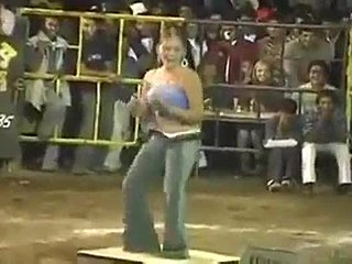 Two Busty Girls Strip Down in a Wild Rodeo
