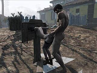 في فيديو Fallout 4 ، تتعرض العبد الشقراء للضرب في مؤخرتها