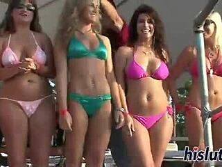 Sensual striptease by a group of babes