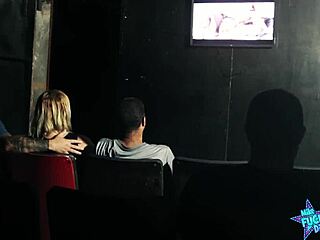 Cuckolded man takes his wife to a porn cinema for a wild threesome with strangers