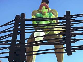 Hulk trampelt Prinzessin Fiona in einem Cartoon-Pornovideo