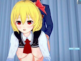 Touhou Rumia's breasts are on full display in this hentai video
