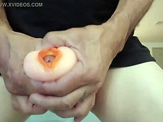 Solo male cums with Fleshlight