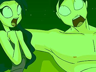 Monștrii din desene animate devin obraznici în videoclipul de sex oral cu un extraterestru
