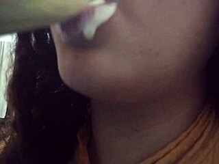 Latina amateur craves creamy mouth in asmr video