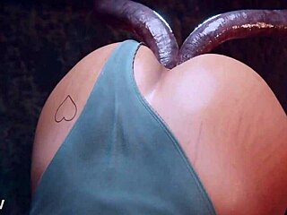 3D porno: Lara Crofts hardcore anal eventyr med tentakler