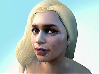 Emilia Clarke's hot cumshot on my face in 3D animation