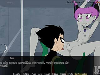 Karakter kartun Teen Titans menikmati permainan kencing di anime hentai