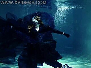 Arya Grander's underwater Gothic shoot in a swimming pool