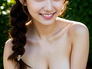 Fata japoneză în bikini își arată sânii și fundul mari