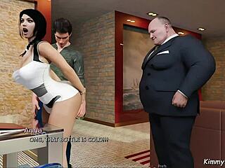 Annas thrilling encounter with her boss - a plump man with a big cock